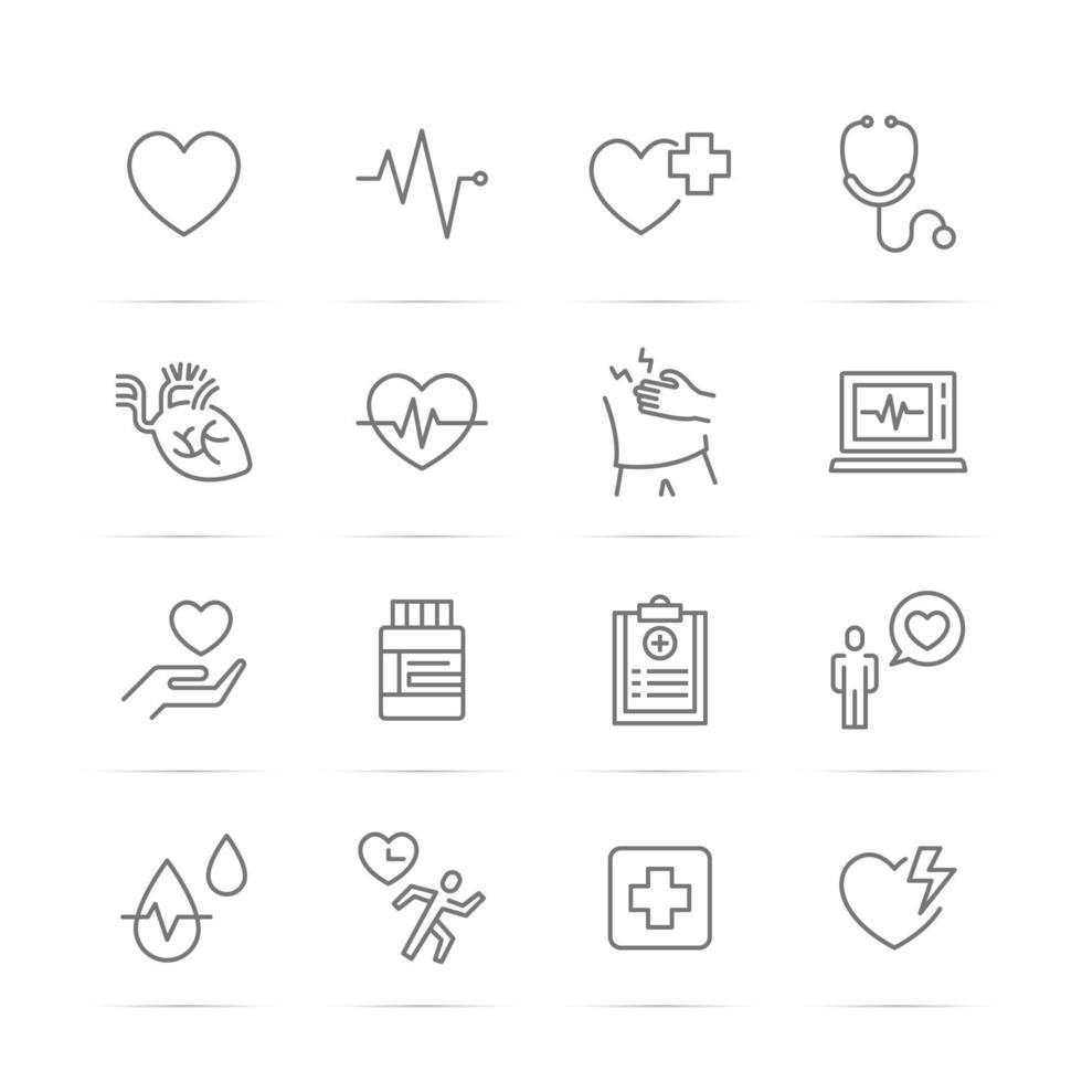 iconos de línea de vector de corazón y pulso