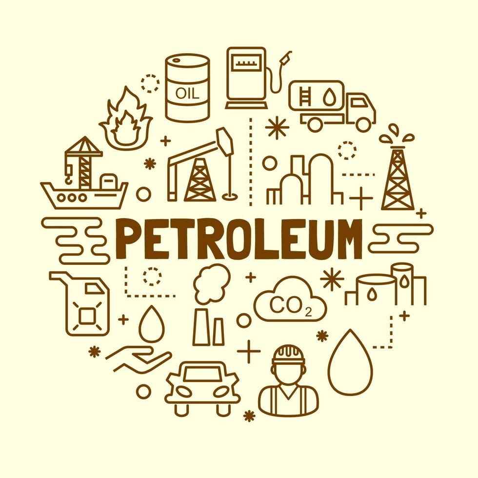 Petroleum minimal thin line icons set vector