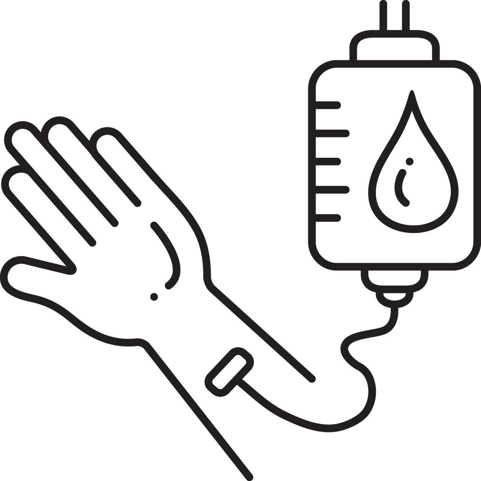 Line icon for blood transfusion vector