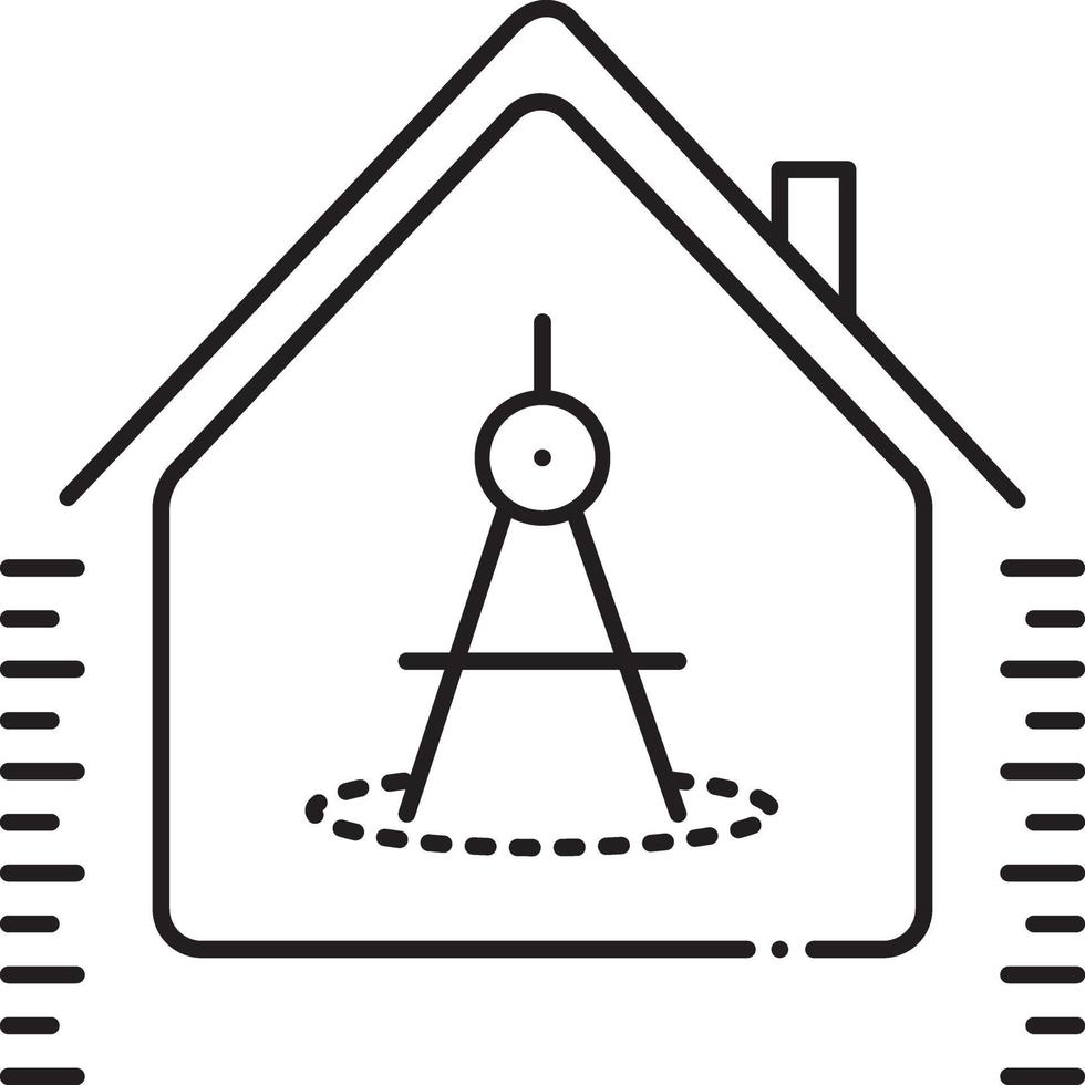 Line icon for house measurement vector