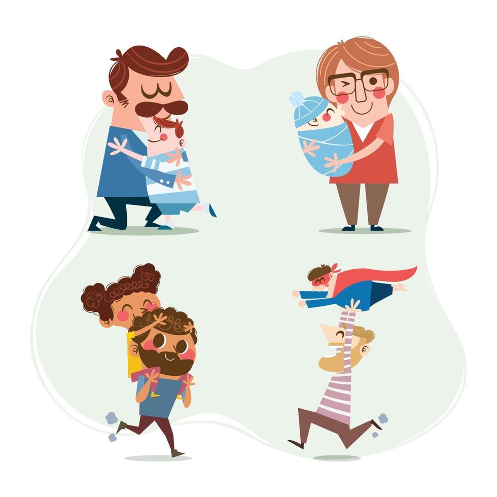 Happy Father's Day Cartoon Characters Concept vector