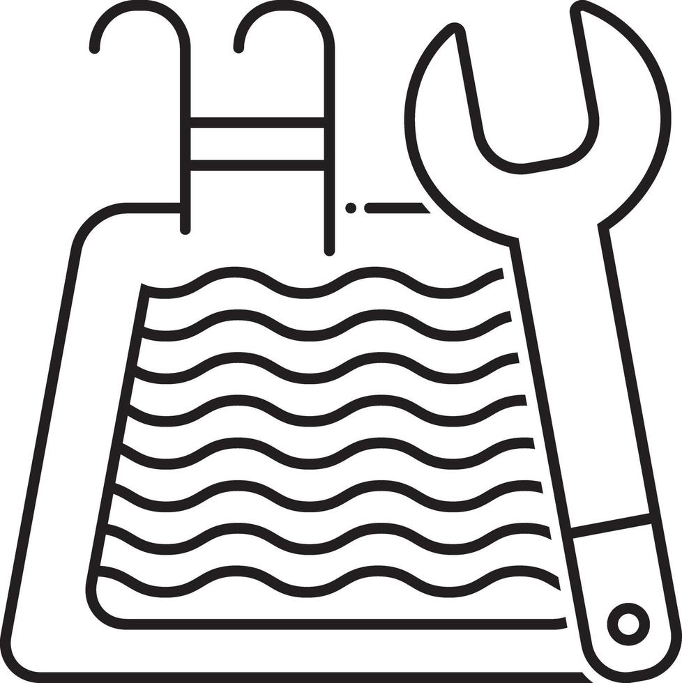 icono de línea para el mantenimiento de la piscina vector