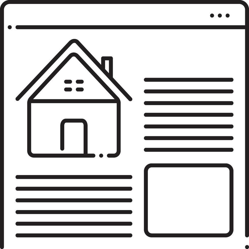 icono de línea para sitios web inmobiliarios vector