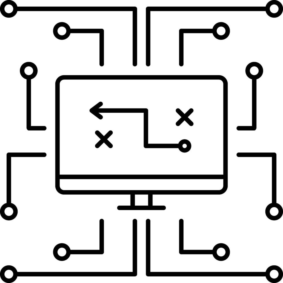 icono de línea para estrategia digital vector