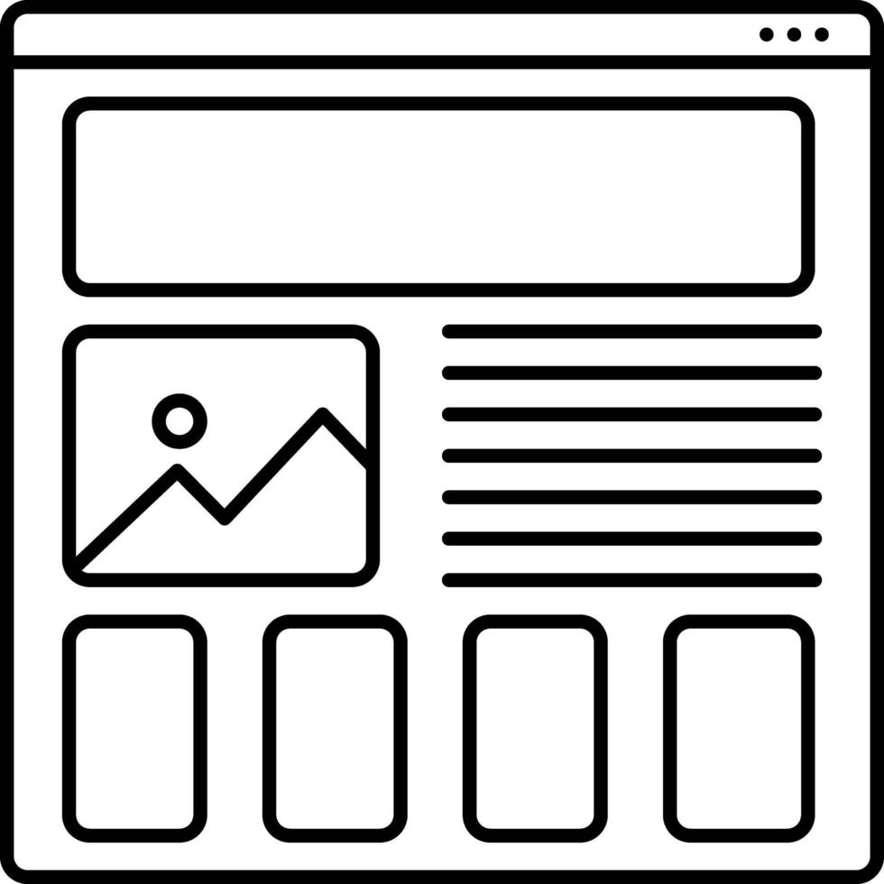 icono de línea para la creación de prototipos de wireframing vector