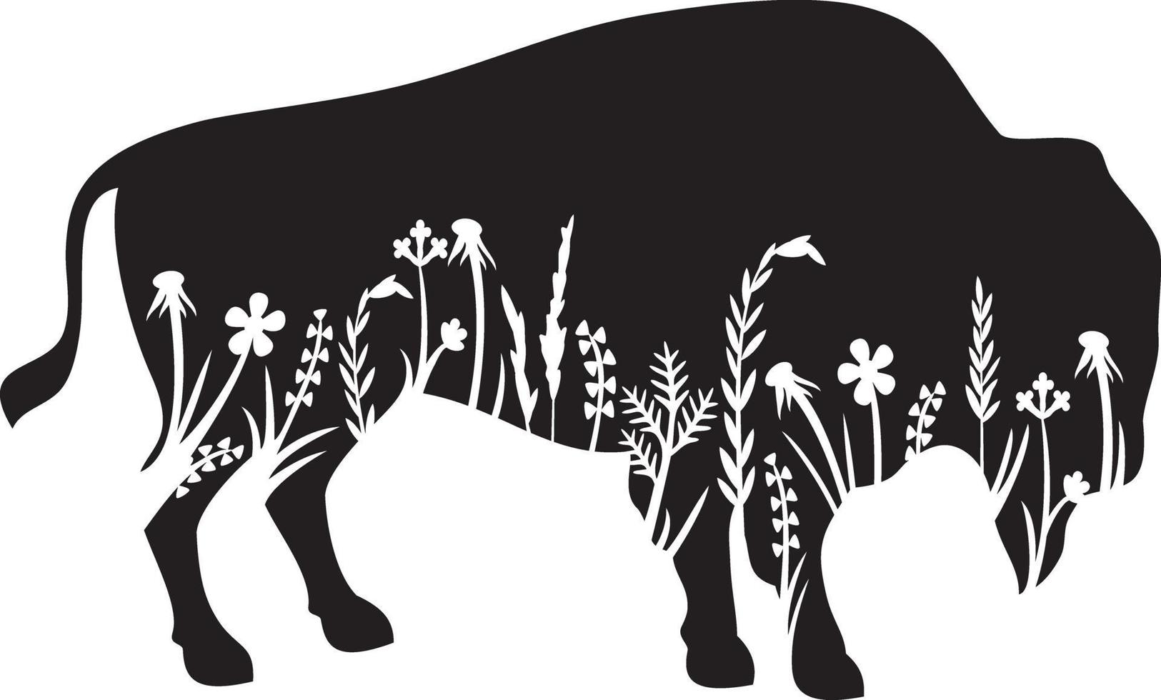 American bison floral vector illustration