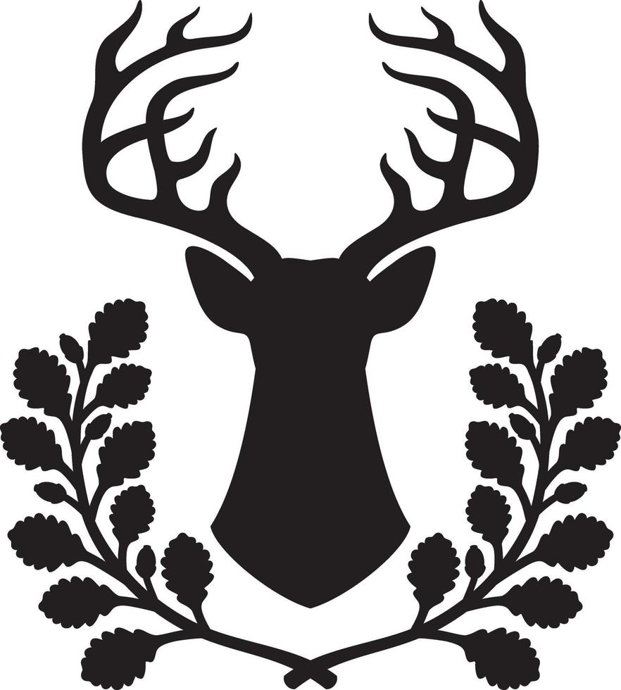 Deer and oak wreath vector illustration