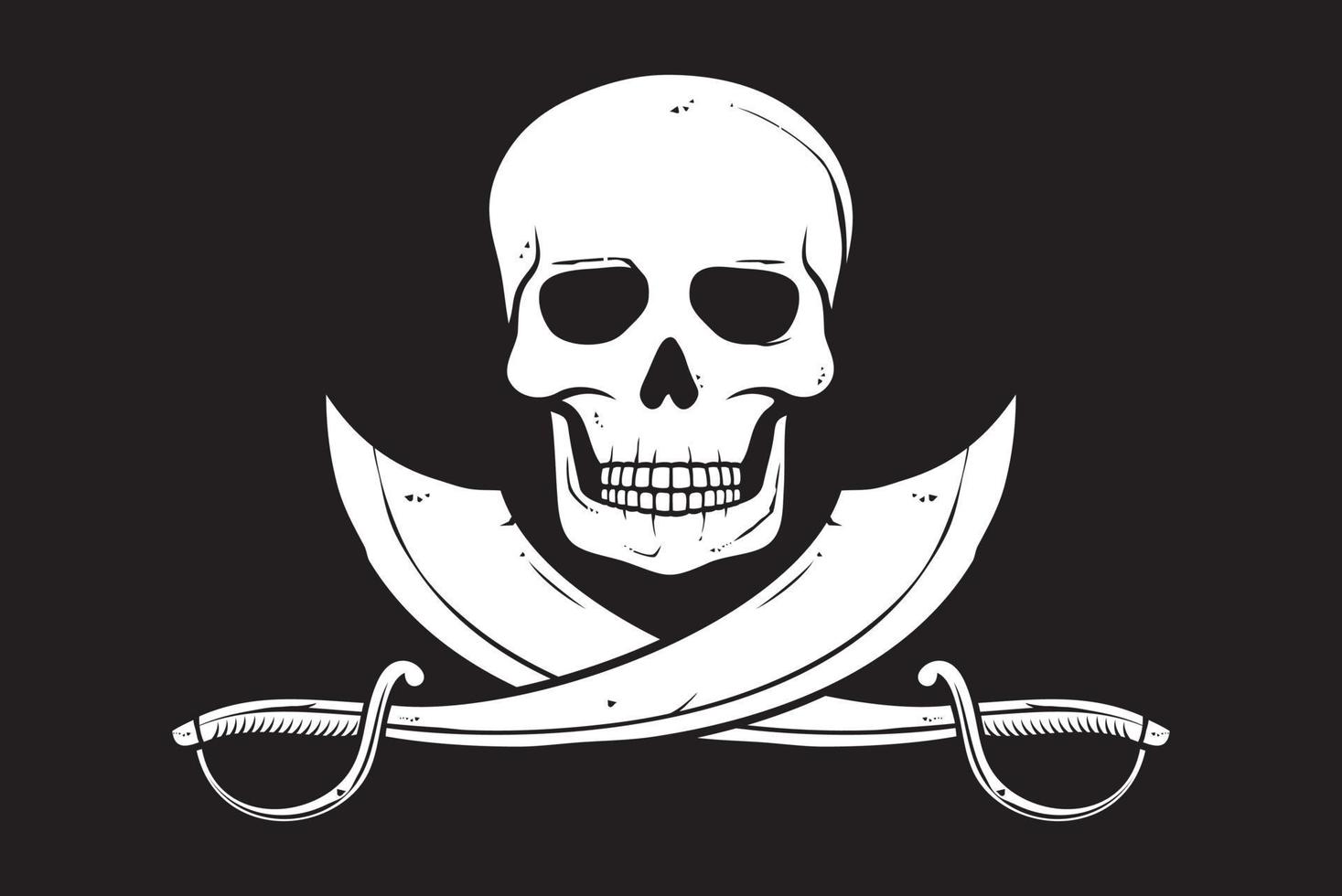 Pirate flag skull and crossed sabers vector illustration