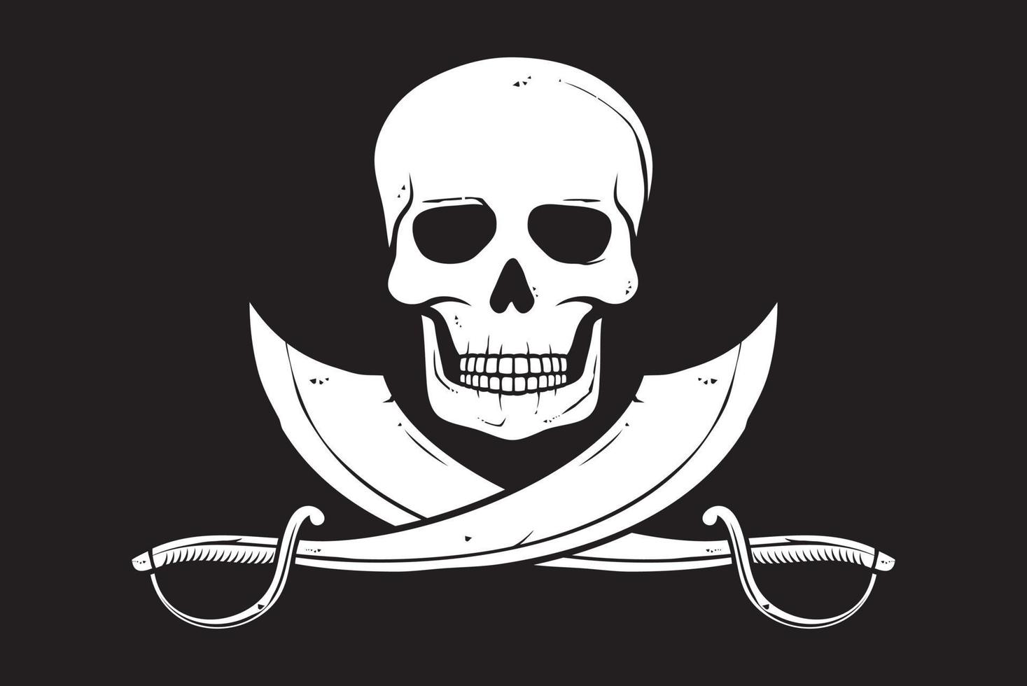 Cráneo de bandera pirata y sables cruzados ilustración vectorial vector