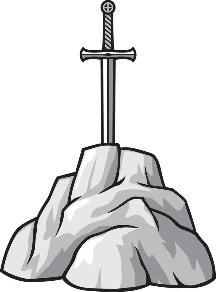 Excalibur sword in stone vector illustration