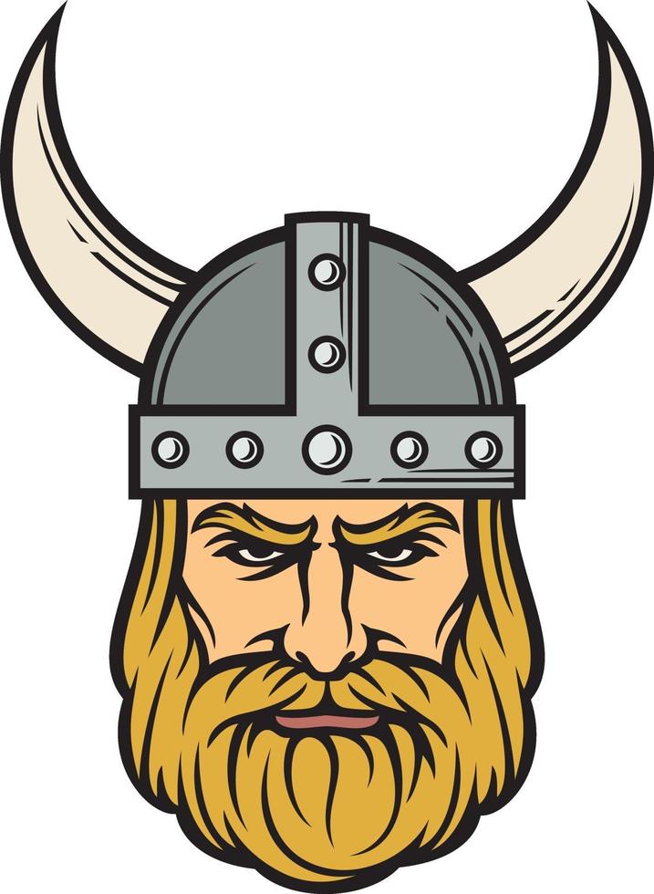 cabeza vikinga en color vector