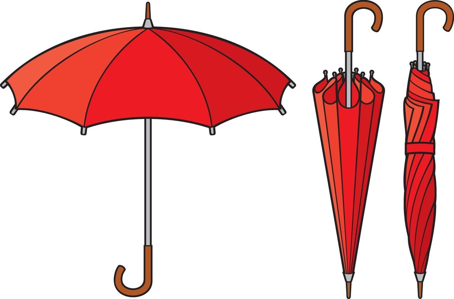 closed and opened umbrella vector