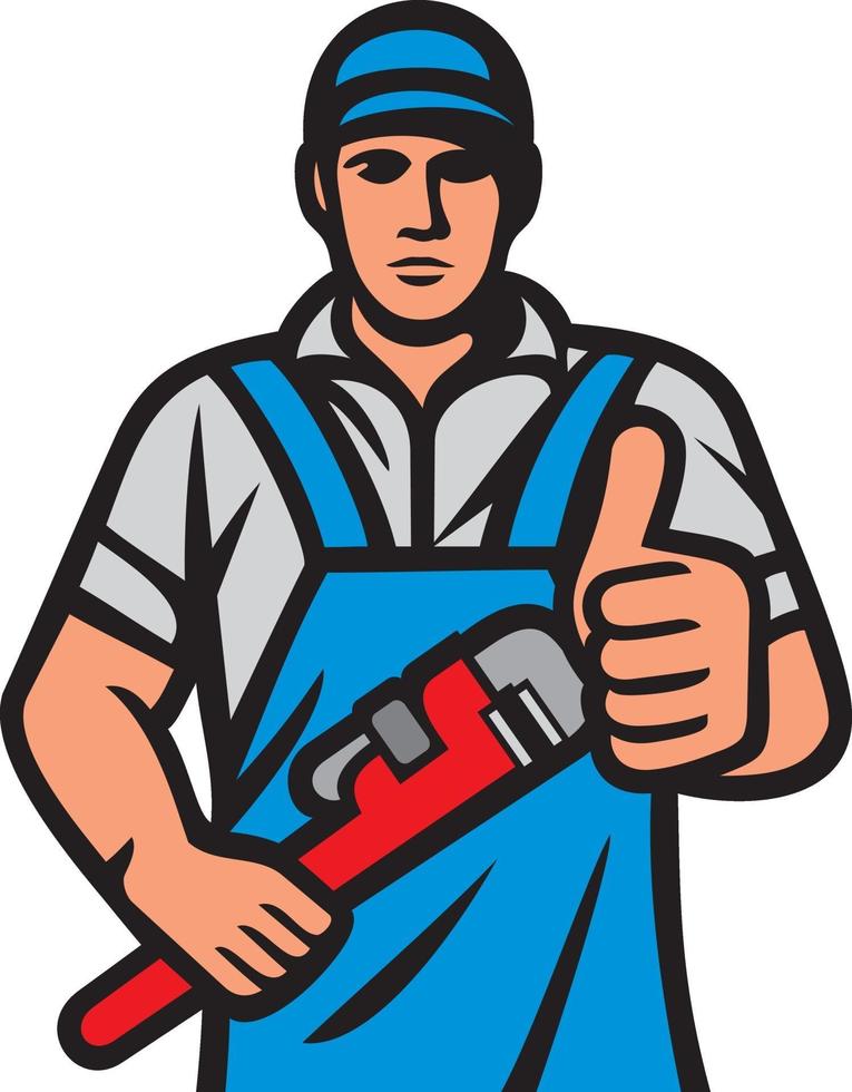Plumber holding a wrench vector