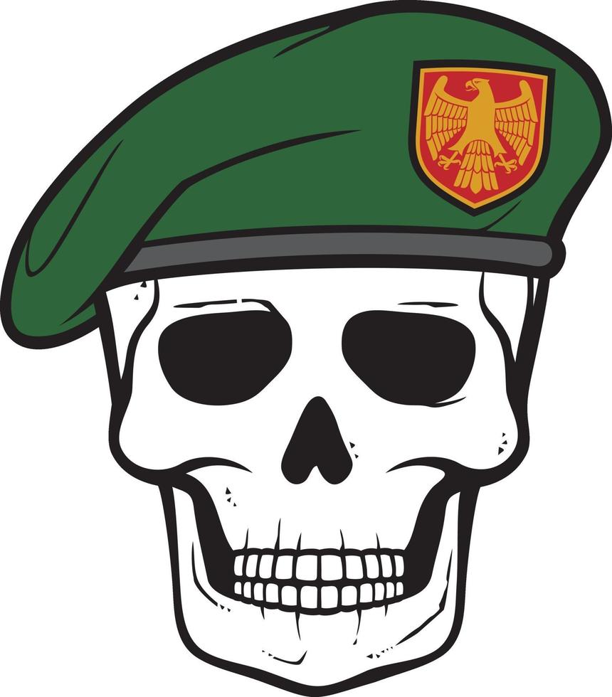 calavera y boina militar vector