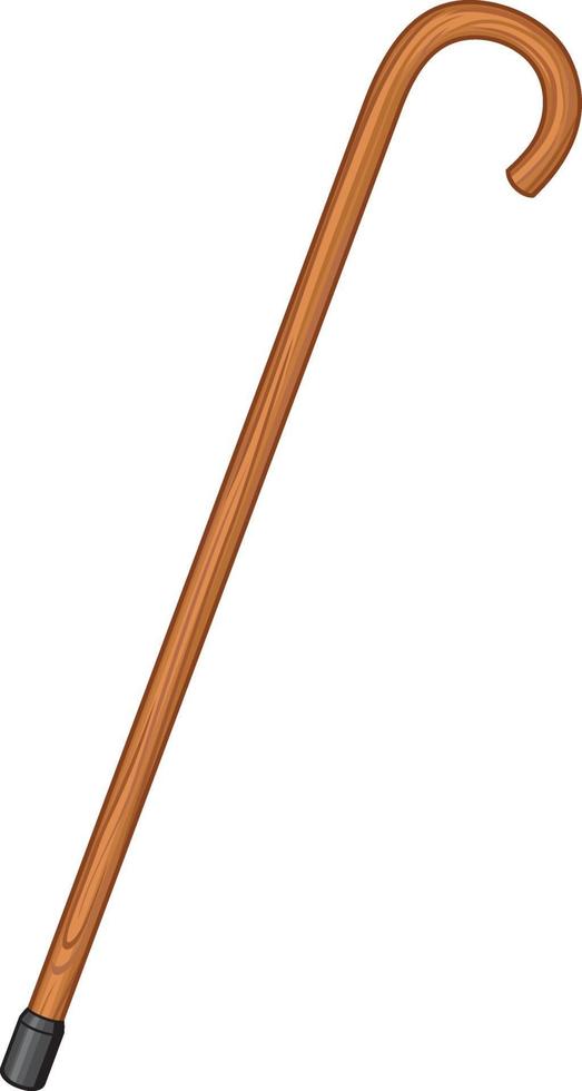 wooden walking stick cane vector