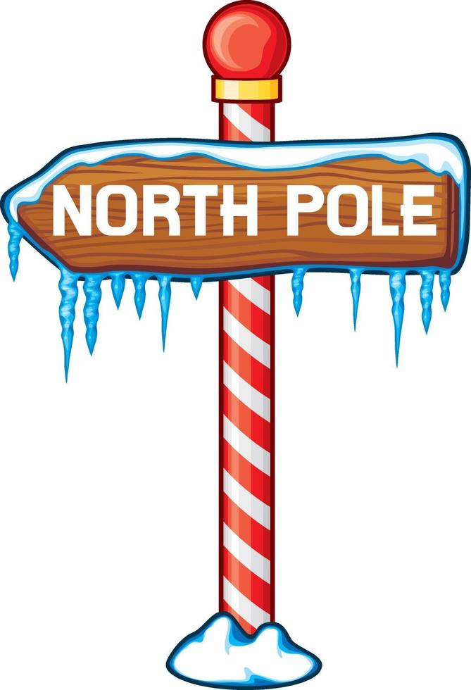 North Pole wooden sign vector