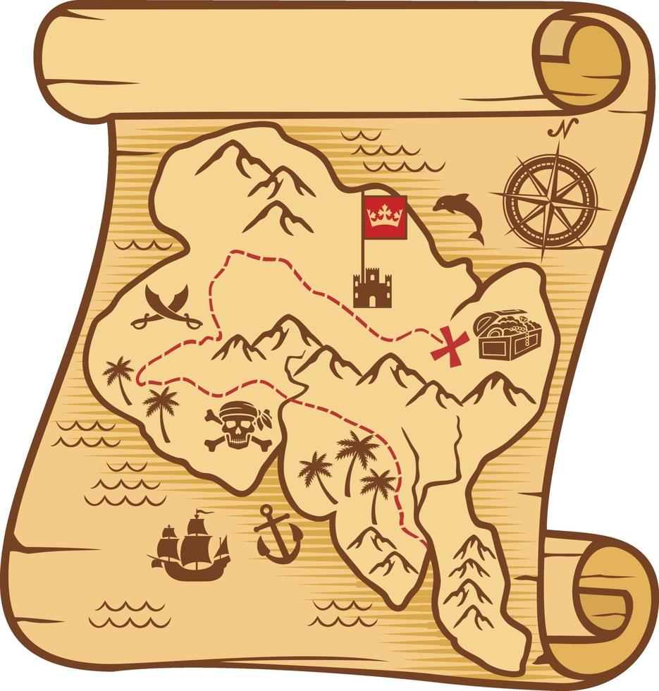 pirate map with treasure vector