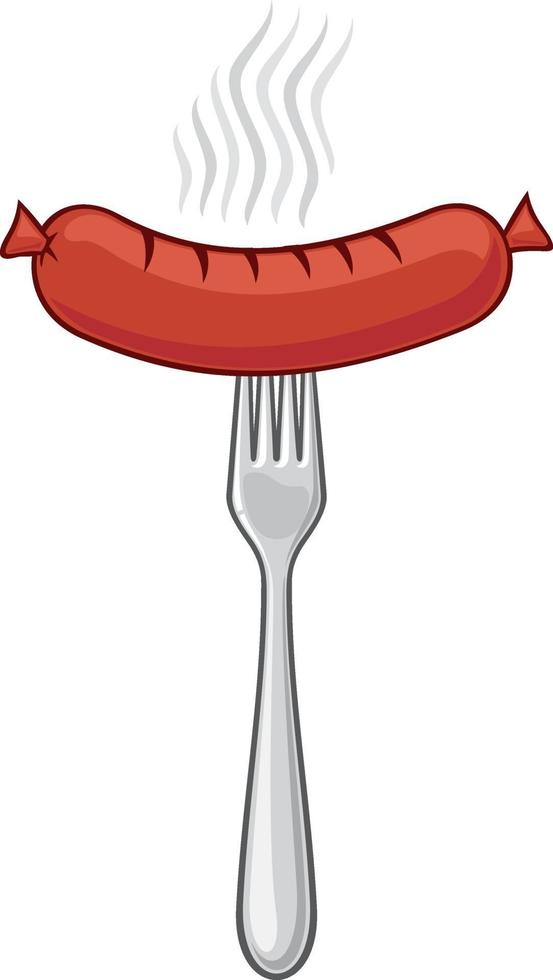 sausages and fork vector