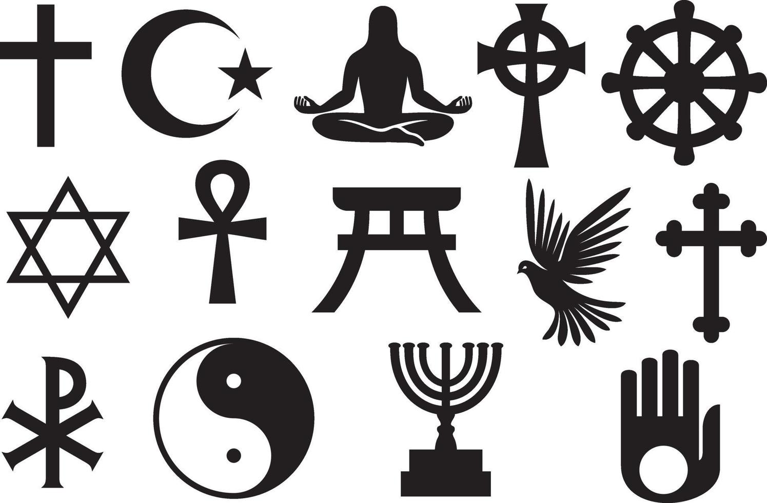 World religions symbols set vector