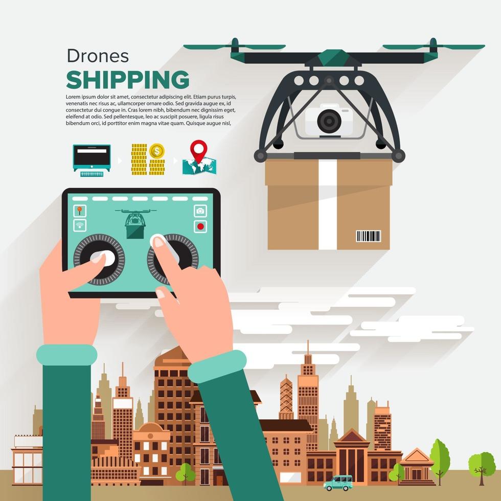 ilustraciones vector drones envío