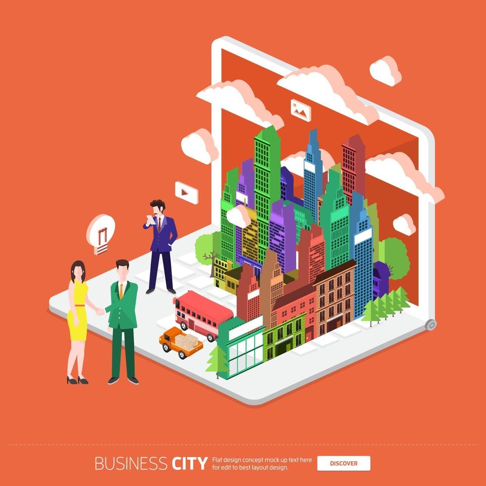 Isometric Mobile City vector