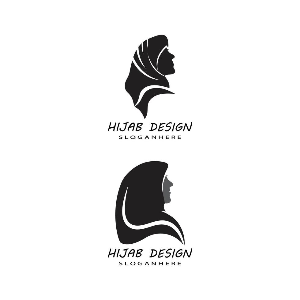 Muslimah hijab logo plantilla vector ilustración diseño conjunto