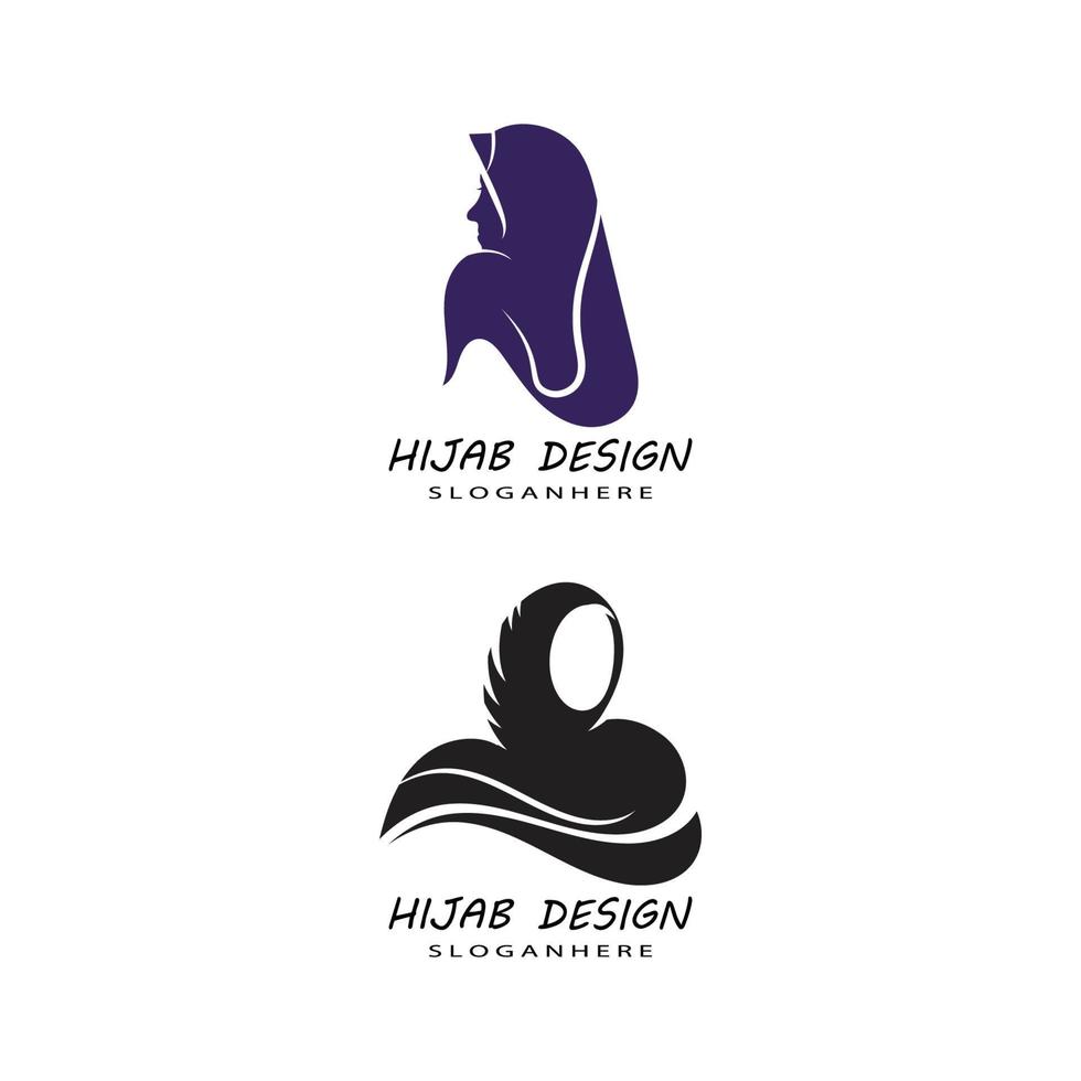 Muslimah hijab Logo template vector illustration design set