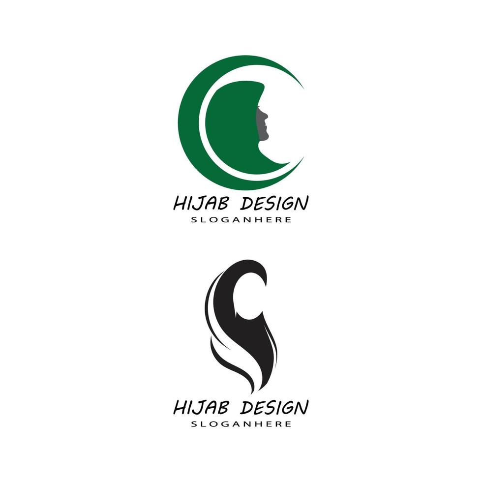 Muslimah hijab logo plantilla vector ilustración diseño conjunto