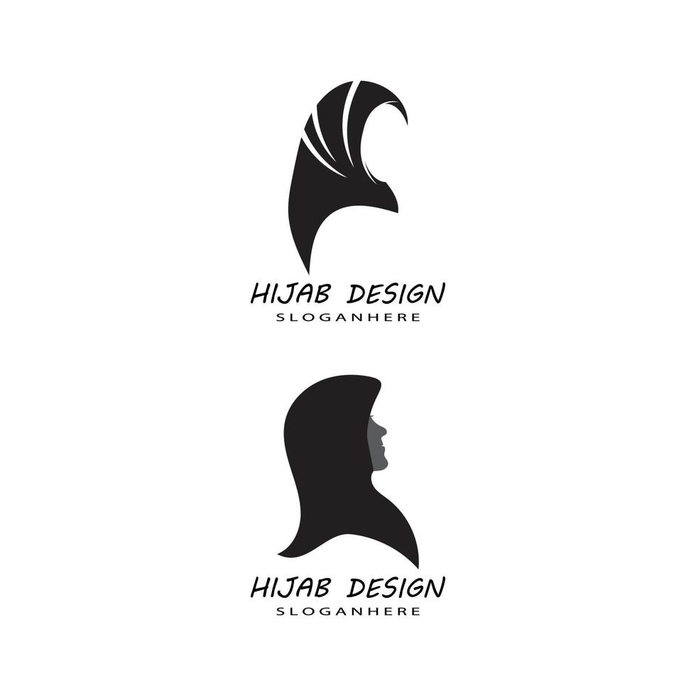 Muslimah hijab logo plantilla vector ilustración diseño conjunto