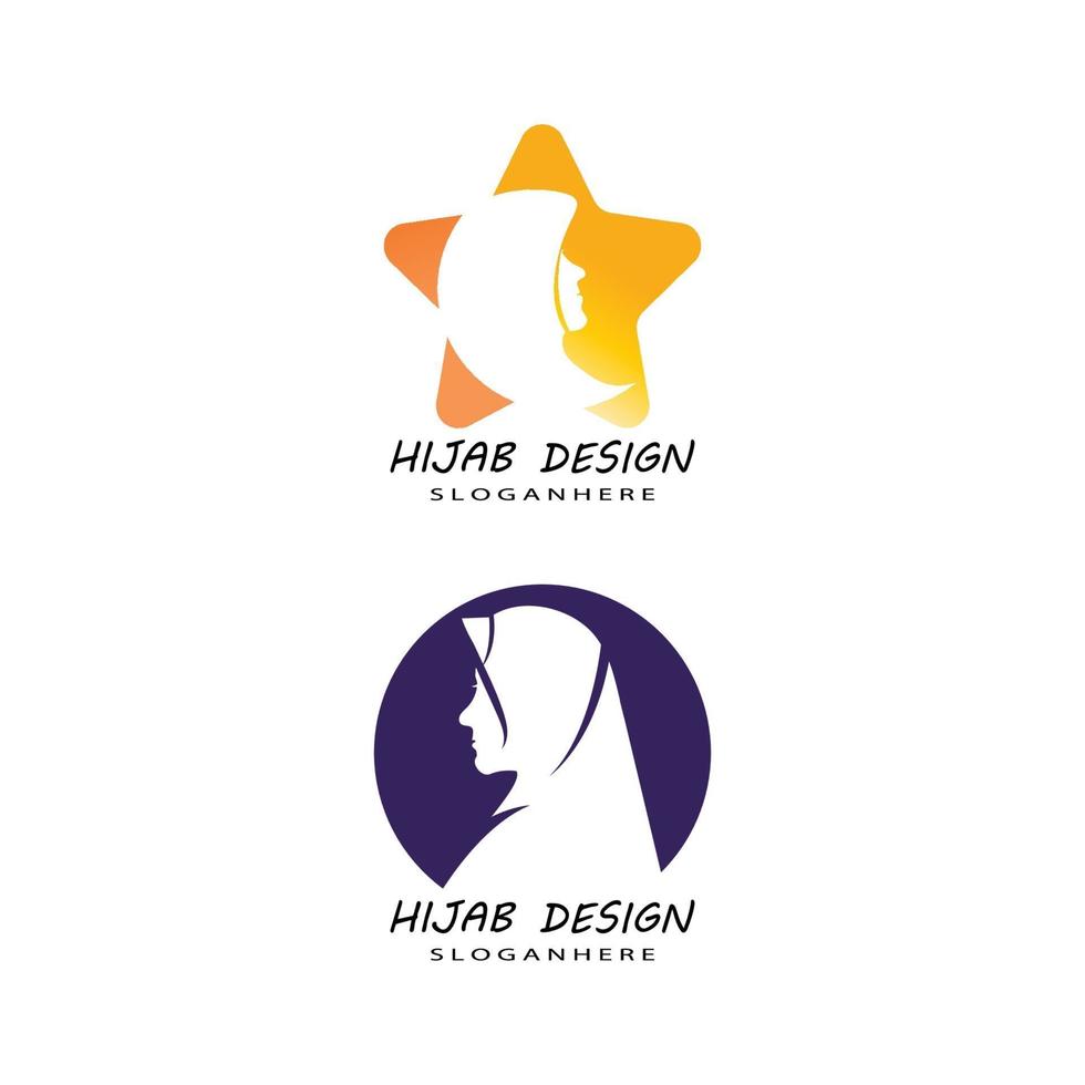 Muslimah hijab Logo template vector illustration design set