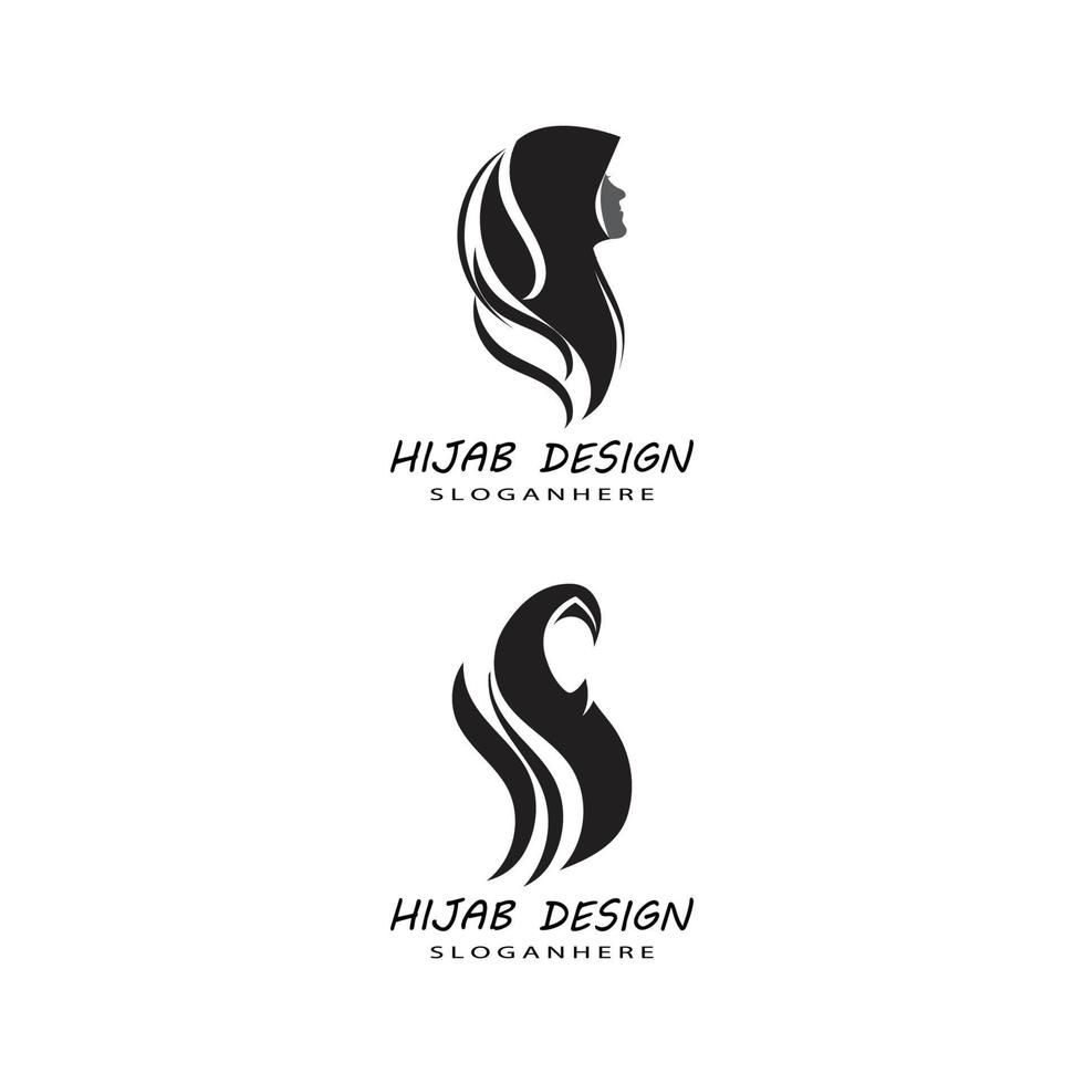 Muslimah hijab logo plantilla vector ilustración diseño conjunto