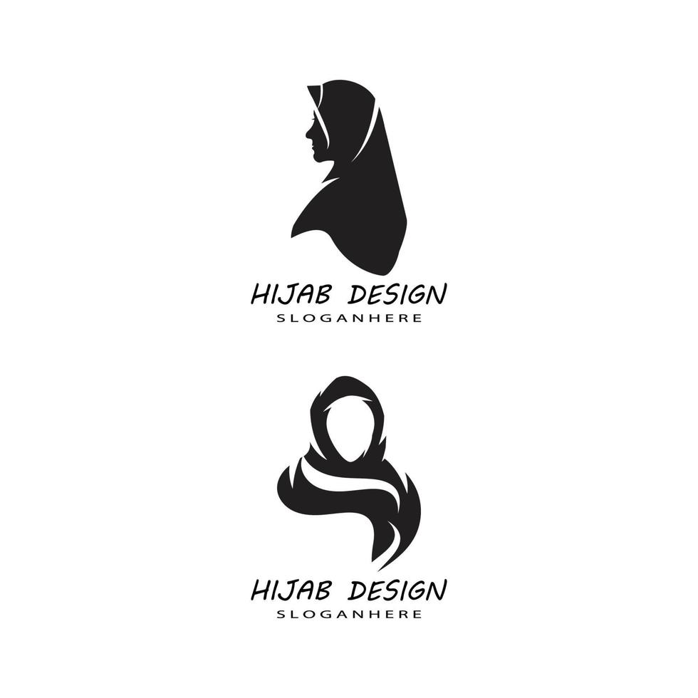 Muslimah hijab logo plantilla vector ilustración diseño conjunto