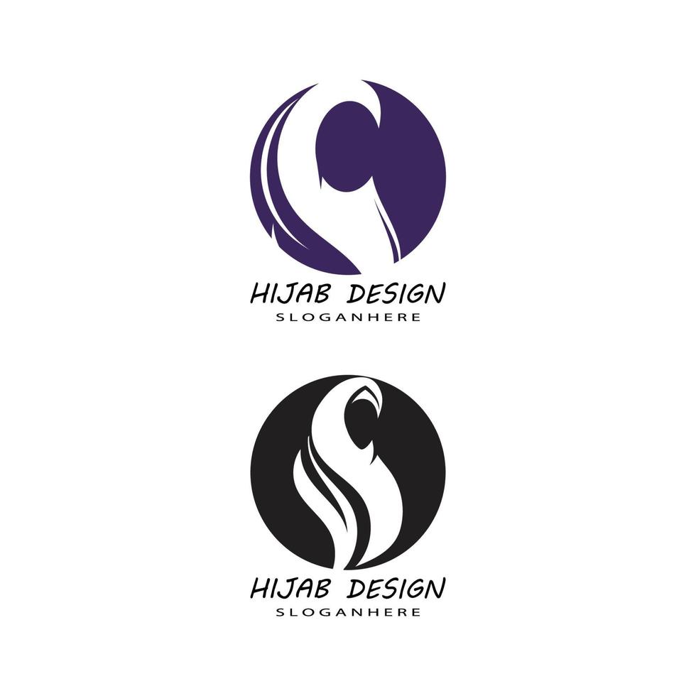 Muslimah hijab Logo template vector illustration design set