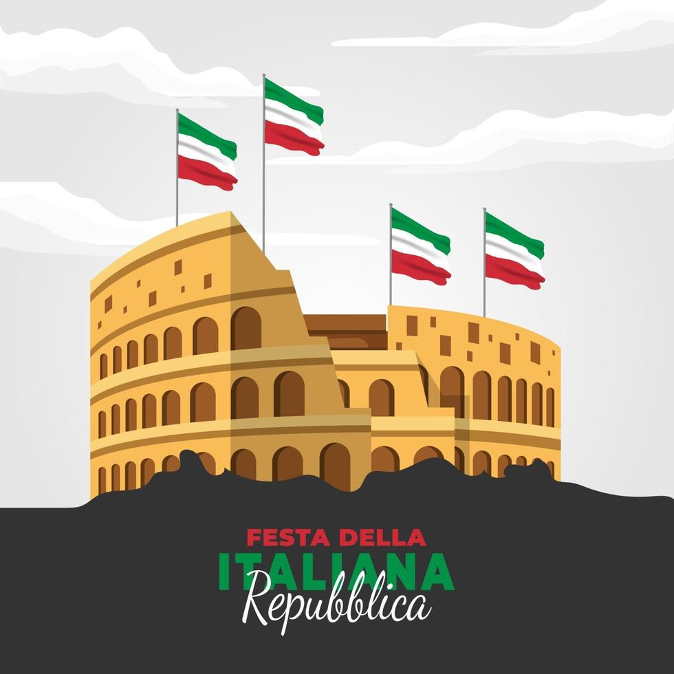 día de la república de italia con el coliseo vector