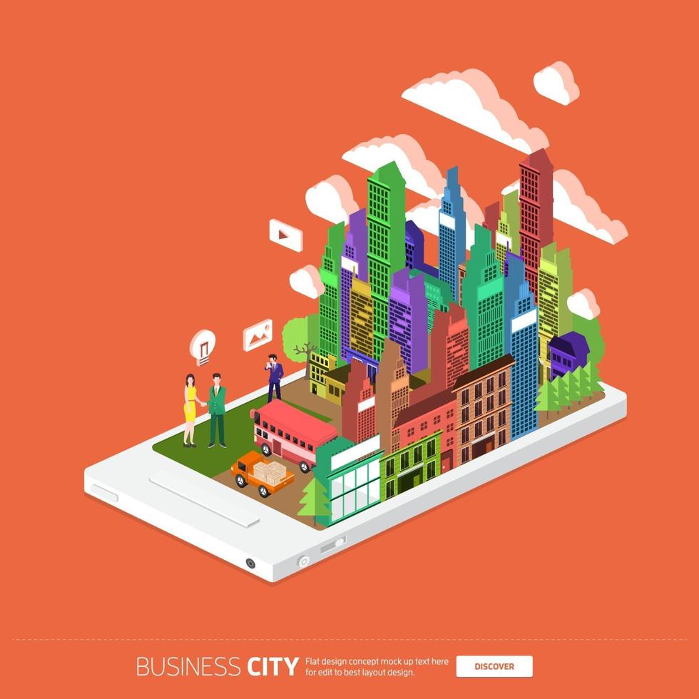 Isometric Mobile City vector
