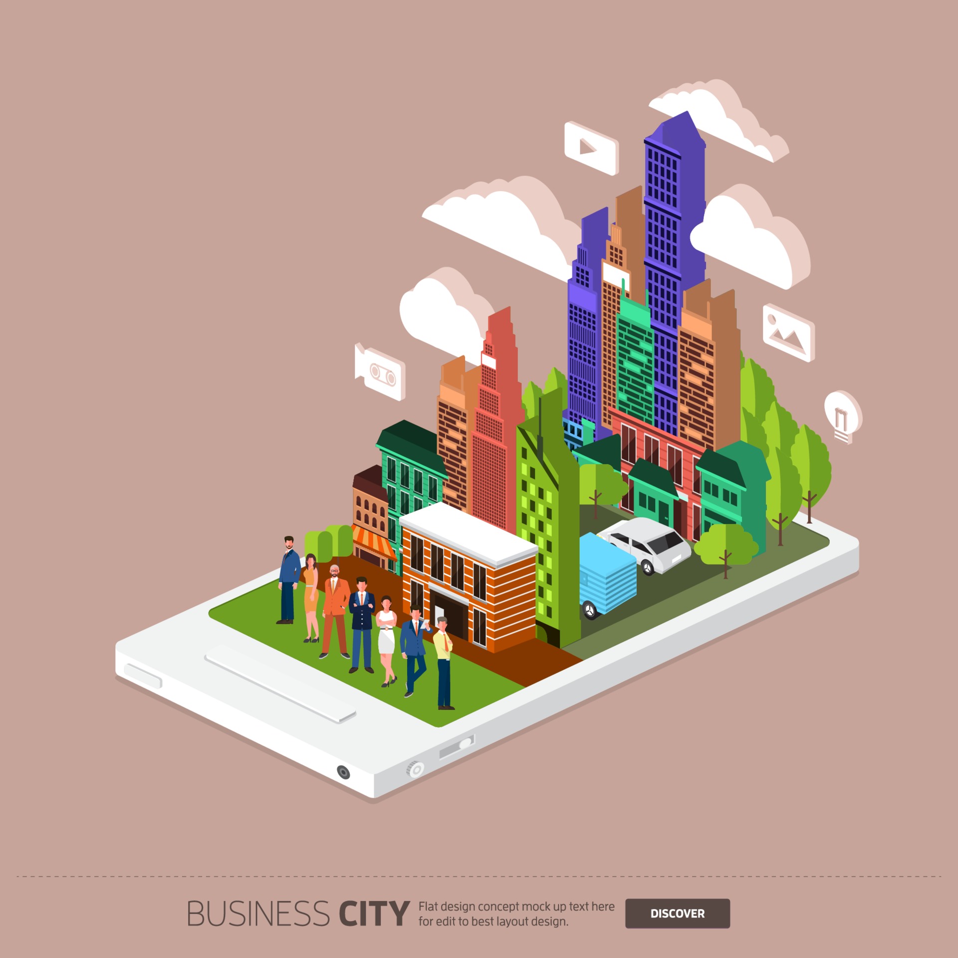 Isometric illustrate mobile city 2259141 Vector Art at Vecteezy