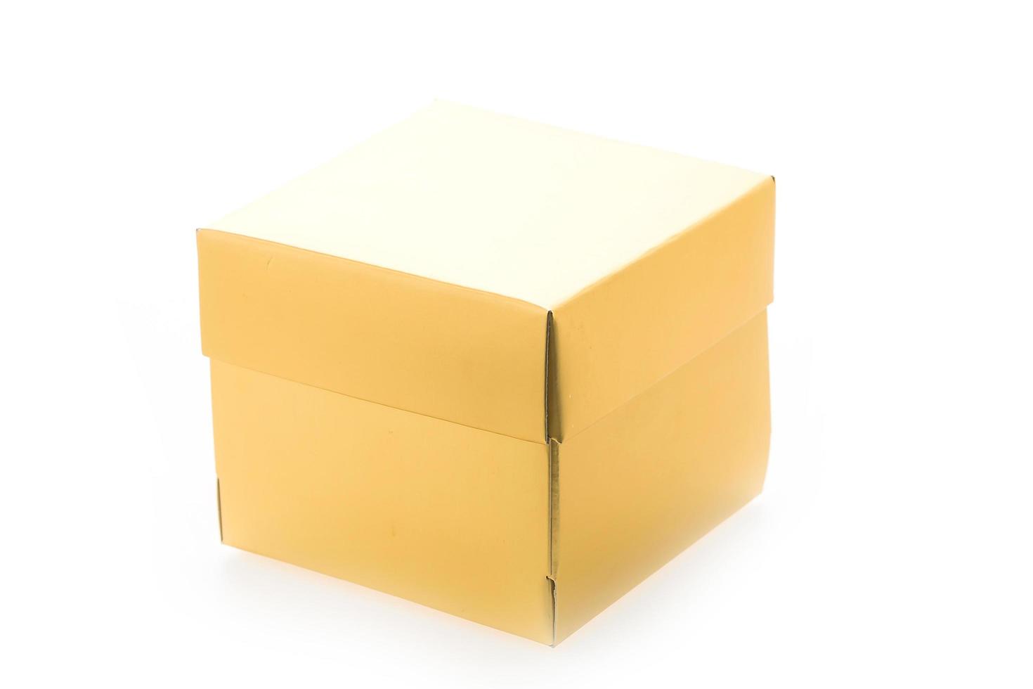 Gold gift box isolated photo