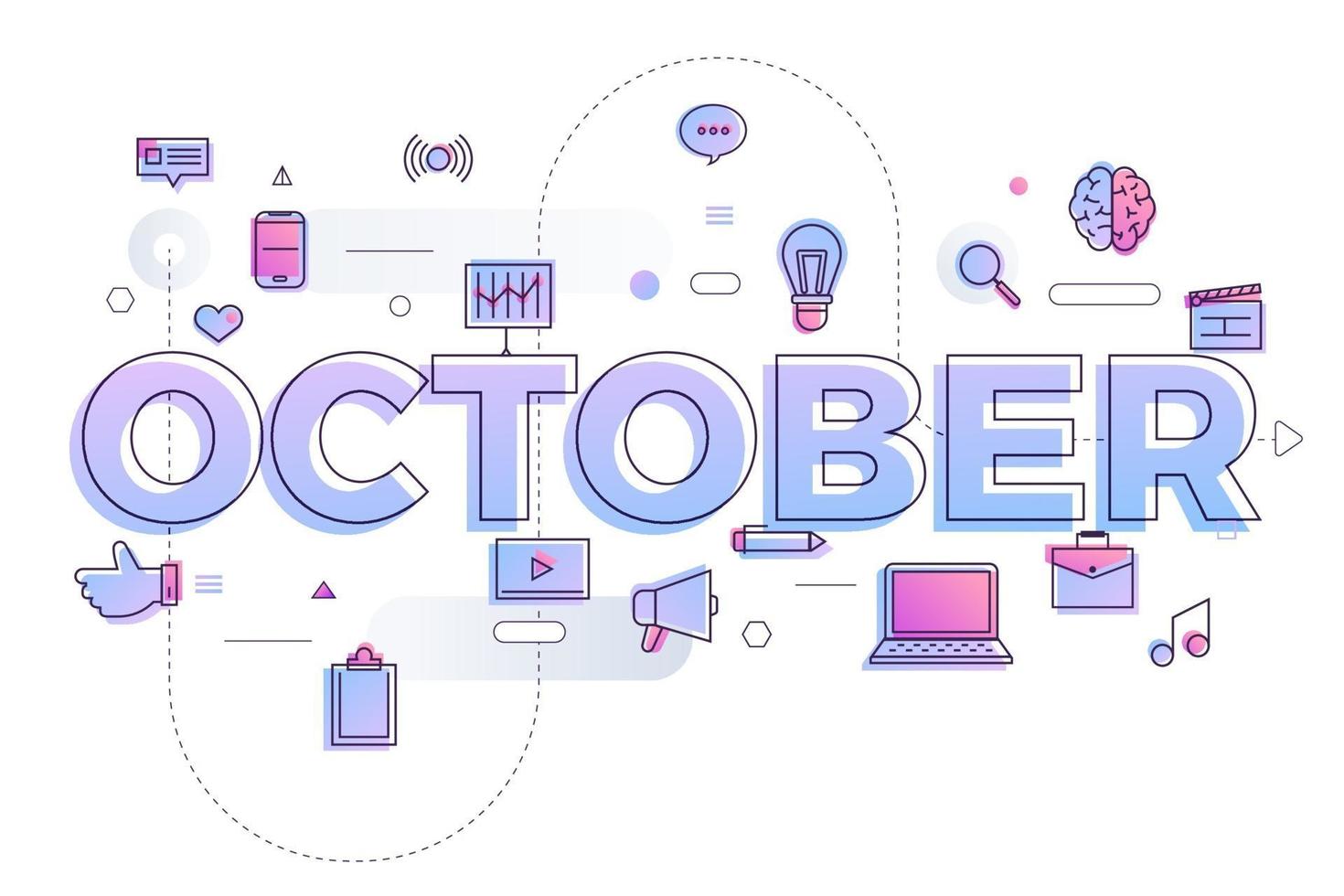 Typography month october vector