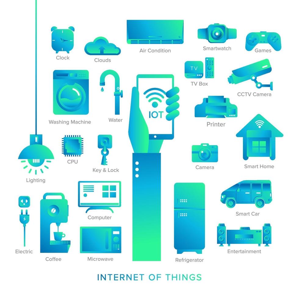 conjunto de iconos de internet de las cosas vector