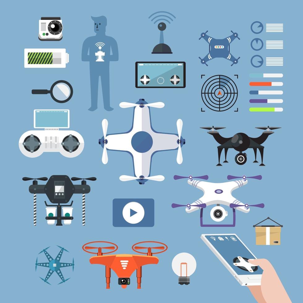 Icon set vector drones