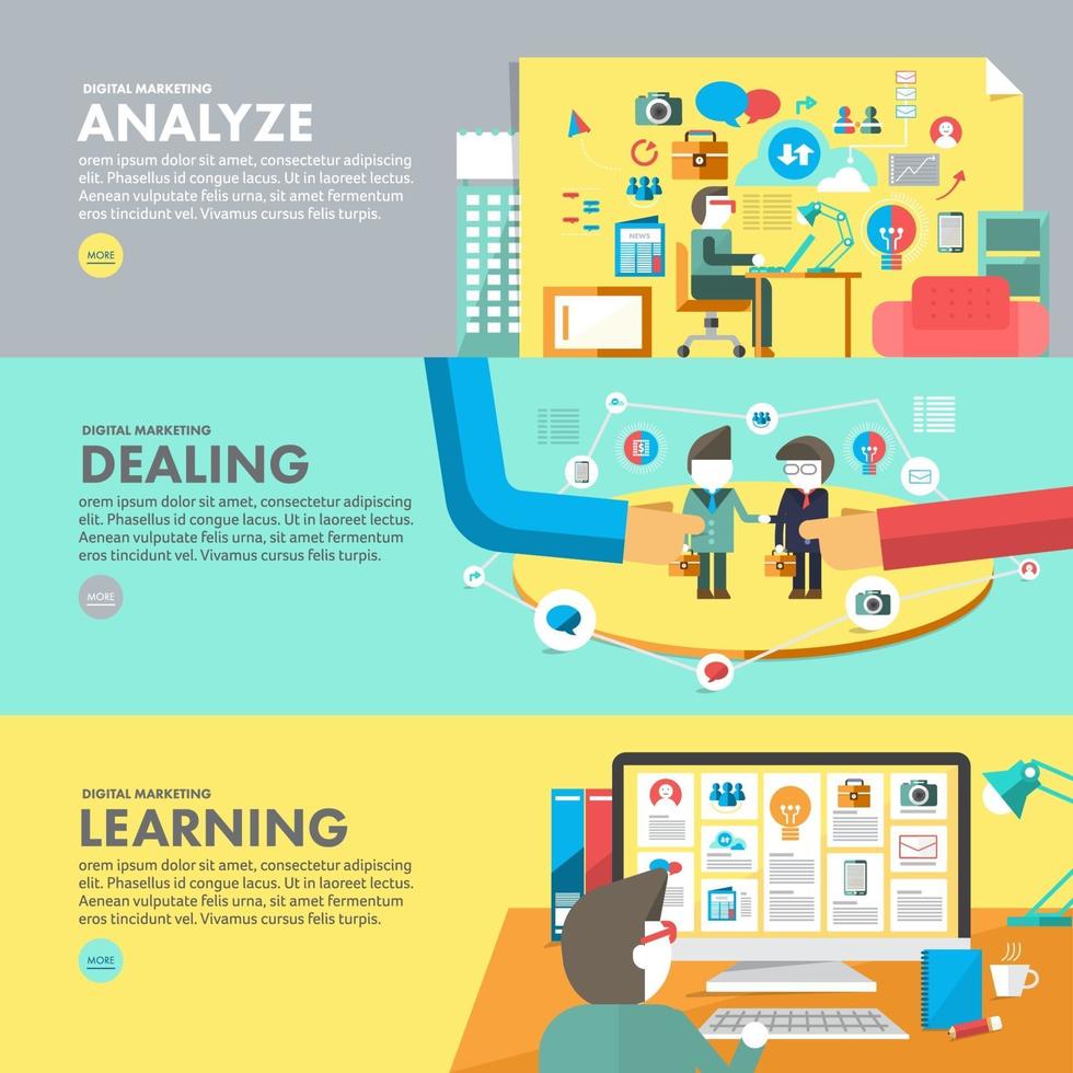digital marketing education course illustration vector