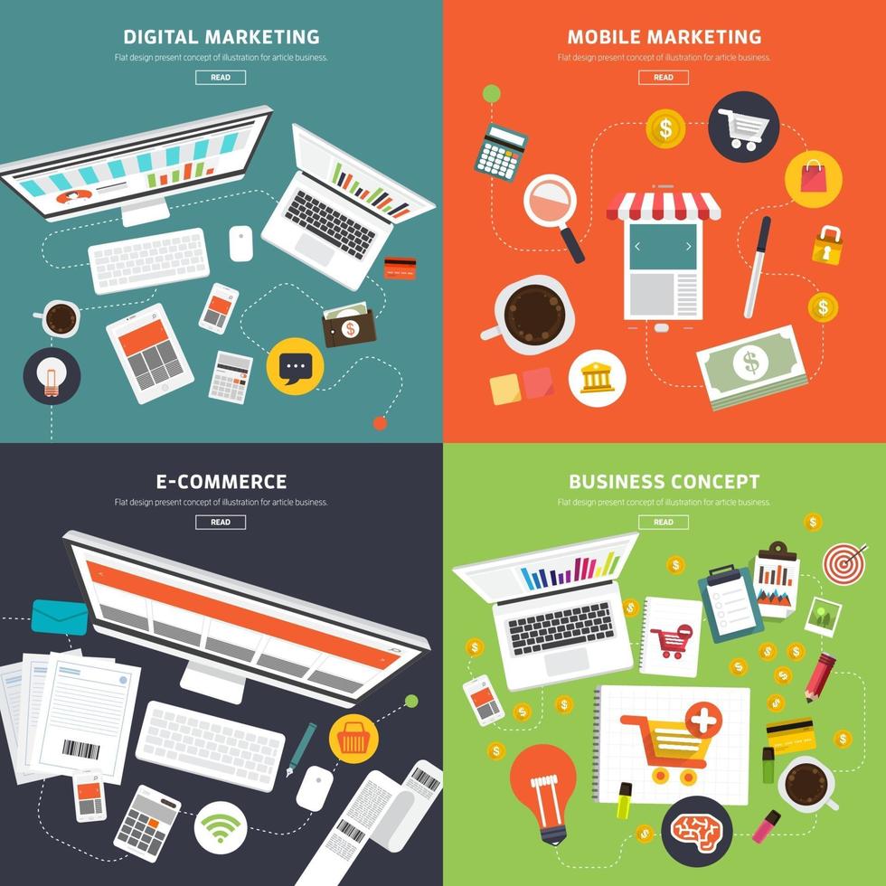 digital marketing illustrations vector