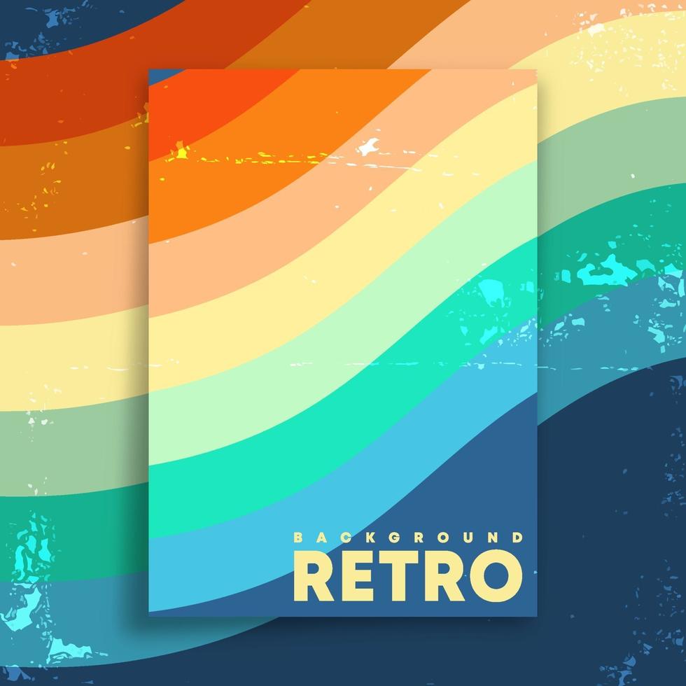 Retro design poster with vintage grunge texture and colorful stripes. Vector illustration