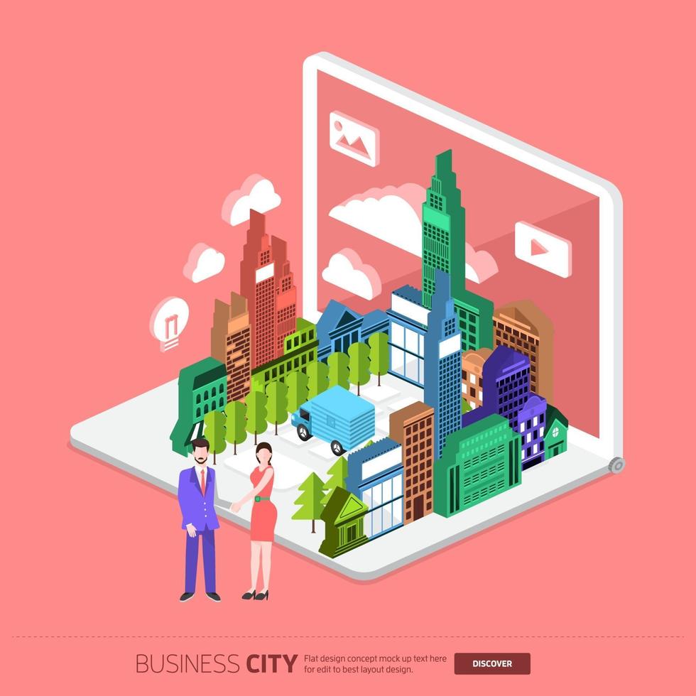 Isometric business city vector