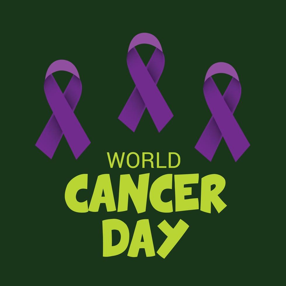 banner de concientización sobre el día mundial del cáncer con cintas vector