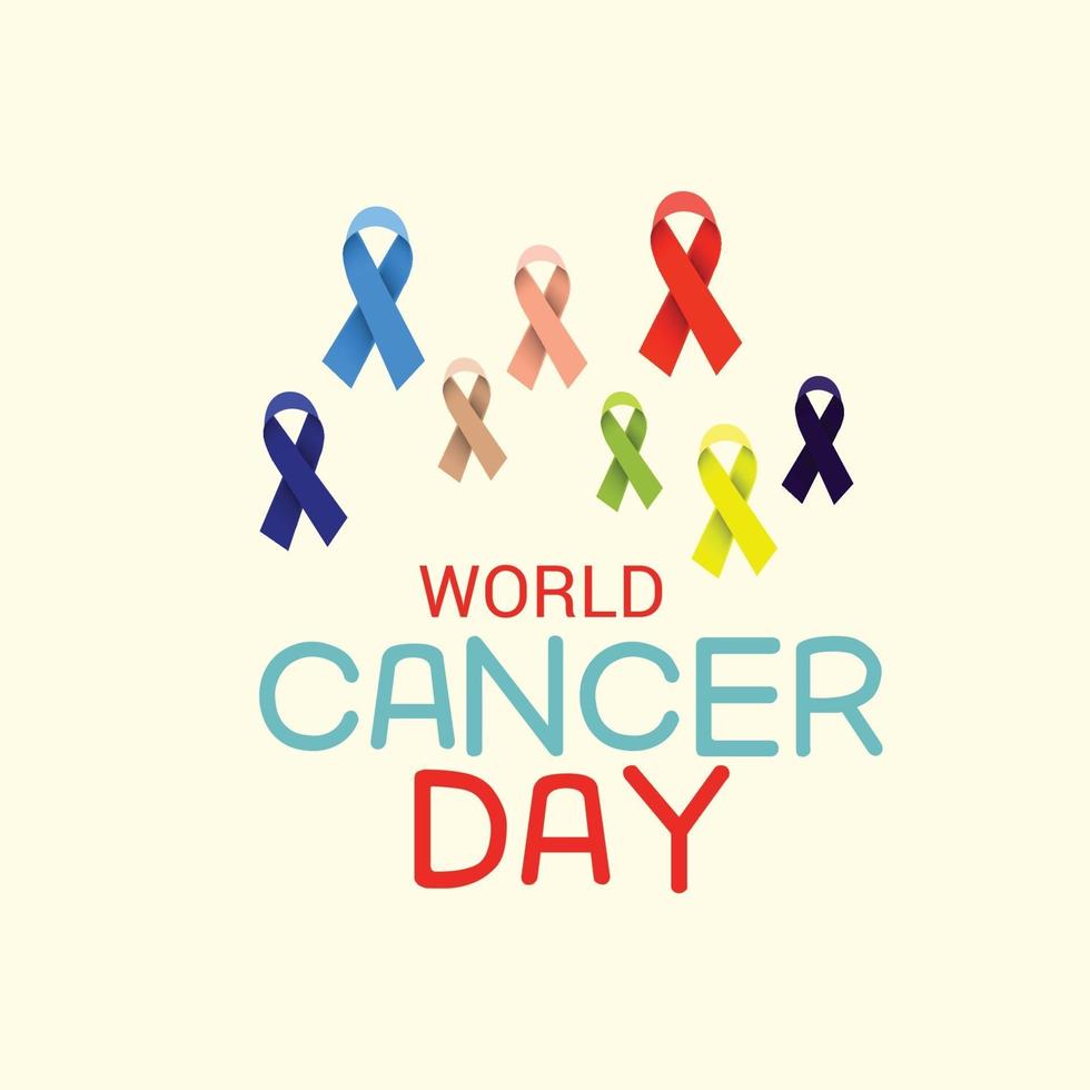 World Cancer Day Awareness banner with Ribbons vector