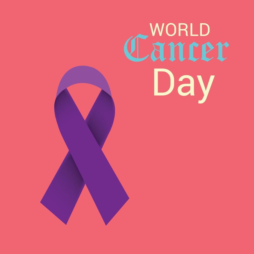 banner de concientización sobre el día mundial del cáncer con cinta vector