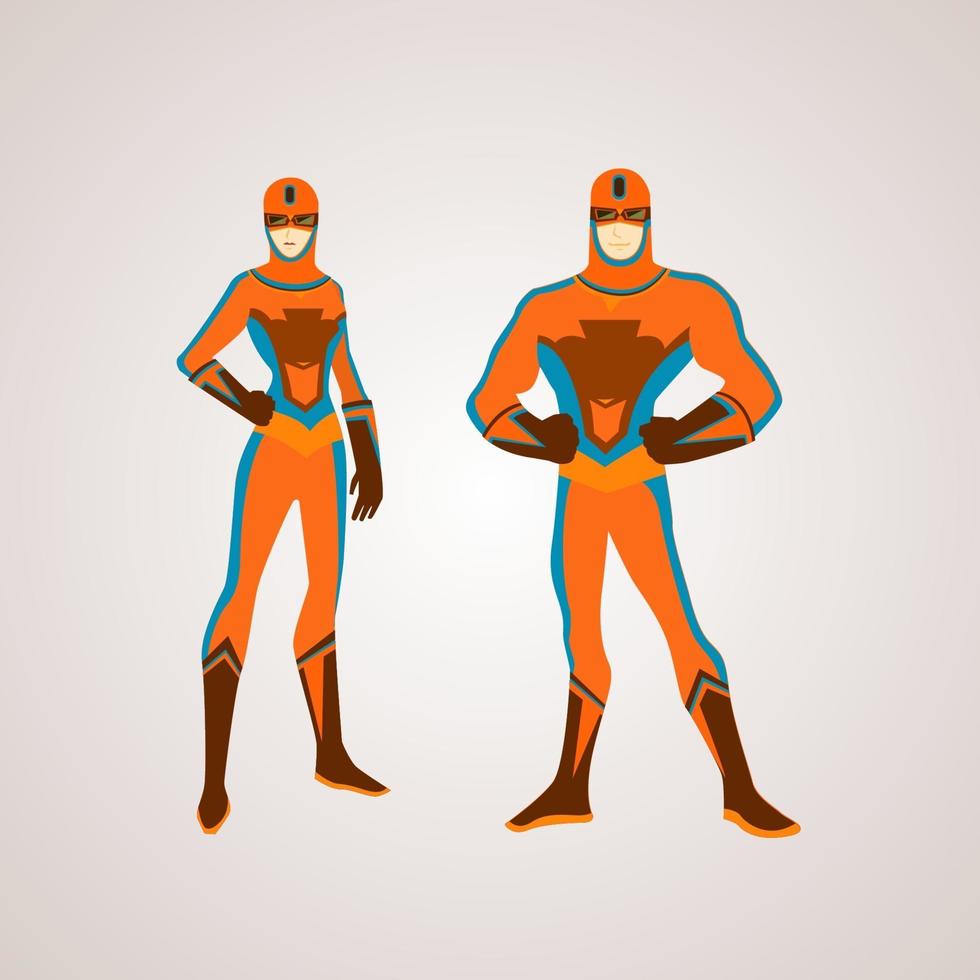 Hero man and woman illustrations vector