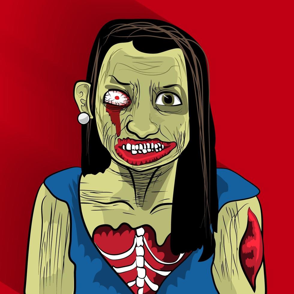 ilustraciones de mujer zombie vector
