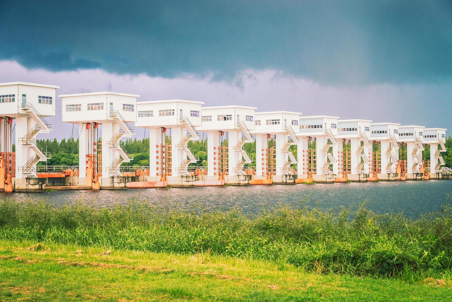 Electric dam at the reservoir photo